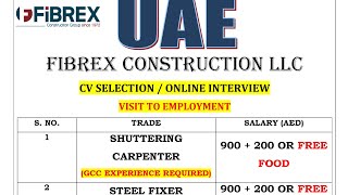 UAE FIBREX CONSTRUCTION LLC MPh 9418381725 9816171358 foreignemploymentinfovaca7070 [upl. by Nnylyt]