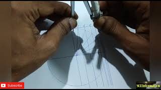 How to draw graticule of Polar Zenithal Orthographic Projection in Hindi II Geography Practical [upl. by Esiahc232]