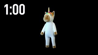 1 Minute Countdown Timer with Music  Unicorn Dancing Timer [upl. by Anawait667]