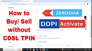 How to sell without cdsl Tpin Zerodha  Enable DDPI requests Demat Debit and Pledge Instruction [upl. by Ecreip]