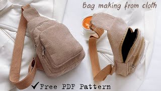 DIY Sling Backpack Sewing from Cloth 🙌 Bag Making at Home [upl. by Geier352]