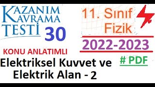 11 Sınıf  Fizik  Kazanım Testi 30  Elektriksel Kuvvet ve Elektrik Alan 2  MEB  2022 2023  EBA [upl. by Briana]