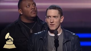 Eminem accepting the GRAMMY for Best Rap Album at the 53rd GRAMMY Awards  GRAMMYs [upl. by Ynos]