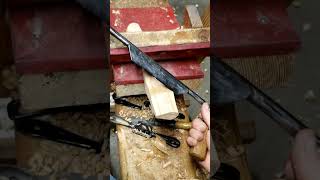 Shaping the eye of a hatchet handle in real time with a Bastionhead drawknife [upl. by Nnanaej133]