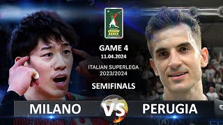 Semifinals of Italian Volleyball SuperLega 20232024  Milano vs Perugia [upl. by Ahsirk481]