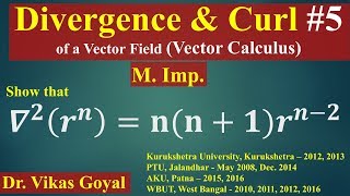 Divergence amp Curl 5 of a Vector Field in Hindi M Imp  Vector Calculus  Engineering Mathematics [upl. by Christy]