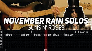 Guns N Roses  November Rain solos Guitar lesson with TAB [upl. by Musetta]