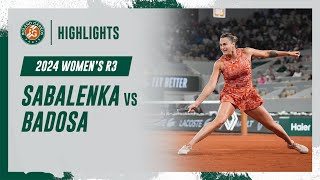 Sabalenka vs Badosa Round 3 Highlights  RolandGarros 2024 [upl. by Auhsohey794]