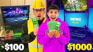 Who Can Build The Best 100 VS 1000 Fortnite Gaming Setup Cheap vs Expensive [upl. by Chader]