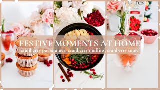 FESTIVE MOMENTS AT HOME  cranberry pot simmer  cranberry muffins  cranberry tonic  quiet vlog [upl. by Iduj]