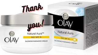 Olay Natural Aura Spf15 Glowing Radiance Cream REVIEW [upl. by Tenahs941]