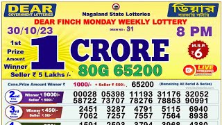 dear nagaland state lottery result live 8pm 301023 [upl. by Sherie]