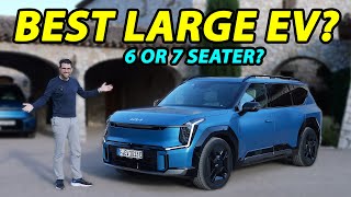 Kia EV9 GTLine driving REVIEW electric 7seater vs 6seater [upl. by Nagle379]