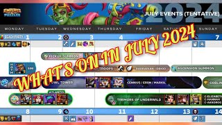 Empires amp Puzzles July 2024 Calendar of Events What to look forward to amp Where to summon 🤔 [upl. by Aelgna115]