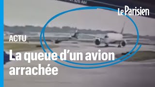 Un Airbus arrache la queue dun Bombardier à laéroport dAtlanta [upl. by Ahtelra]