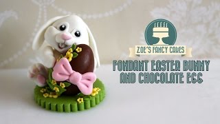 Fondant Easter bunny cake topper chocolate egg how to make fondant bunny tutorial cake decorating [upl. by Dine]