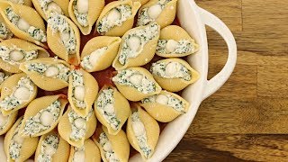 Spinach amp Ricotta Stuffed Pasta Shells Recipe [upl. by Nwahsek]