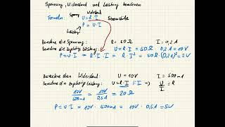 Elektrische Spannung Widerstand und Leistung berechnen [upl. by Anitsirk]