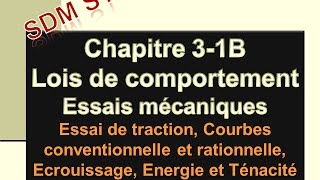 Cours 31B de la Science des Matériaux pour le GMP  Essai de traction Energie Ténacité [upl. by Areit]