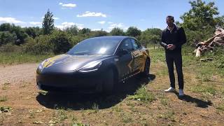 WRAPLA Golden Tesla Model 3 car wrap [upl. by Neufer415]