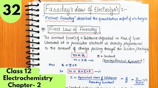 Faraday law of Electrolysis Faraday first law Electrolysis Electrochemistry Class12 jee neet [upl. by Ayatnahs]