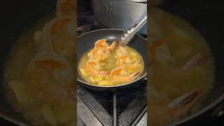 CAMARÃO AO ALHO Garlic Shrimp being made at Churraqsqueira Bairrada in Mineola NY DEVOURPOWER [upl. by Kred148]