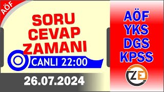 AÖF 26 07 2024 Canlı  Soru Cevap Zamanı  Açıköğretim DGS KPSS YKS Tercih [upl. by Nuj]