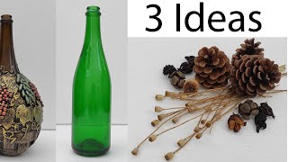 3 Best Bottle Art ideas Incredible Bottle decoration with natural materials [upl. by Naget]