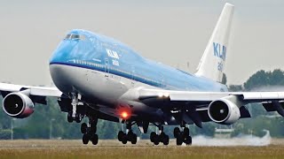 Smooth Landing of the Majestic KLM 747 PHBFY in Amsterdam Schiphol Airport [upl. by Ritch]