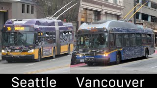 Trolleybuses in Seattle and Vancouver February 2024 [upl. by Coppins]