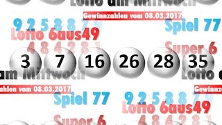 Lotto Ziehung am Mittwoch  Lottozahlen vom 08032017 [upl. by Adolfo]