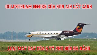 Quay chiếc Gulfstream G650ER của Sun Air cất cánh ở sân bay Nội Bài với góc quay đặc biệt [upl. by Llehcear]