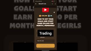 MemeFi Code How To Set Your Goals and Start Earn 10000 per Month  MemeGirls memefi [upl. by Yrnehnhoj932]