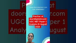 UGC NET Paper 1 Analysis 21 August 2024 ugcnetaugust2024 doorsteptutorcom [upl. by Khai]