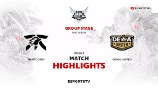 Fnatic ONIC vs Dewa United HIGHLIGHTS MPL ID S14  DEWA VS FNOC ESPORTSTV [upl. by Ayhtin6]