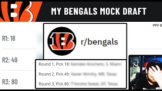 BENGALS FAN REACTS TO quotTHE MOST ACCURATE MOCK DRAFTERquot PREDICTING THE CINCINNATTI BENGALS DRAFT [upl. by Boarer941]