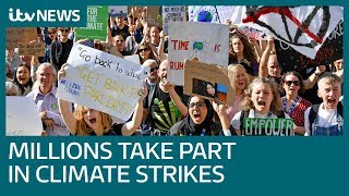 Global climate strikes one of largest environmental protests in history  ITV News [upl. by Ttelrats878]