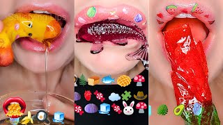 1 Hour For Sleep Relax Study Satisfying ASMR Eating Emoji Food Challenge Compilation Mukbang 먹방 [upl. by Howlyn]