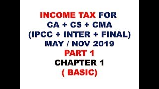 01 CA IPCC INTER INCOME TAX FAST TRACK REVISION FOR MAY 2018  2019 [upl. by Evin108]