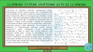 Pitman Shorthand  Exercise No110 Dictation 70 WPM  KZ Learning [upl. by Corabel]