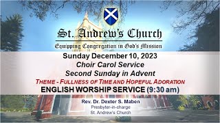 St Andrews Church  English Worship Service 930 AM LIVE  10 December 2023 [upl. by Beutler644]