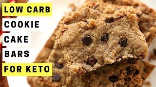 KETO RECIPES  Chocolate Chip Cookie Cake Bars  Easy Low Carb Keto Desserts [upl. by Flora]