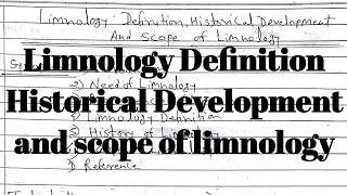 Limnology Definition  Historical Development And Scope Of Limnology [upl. by Crystie]