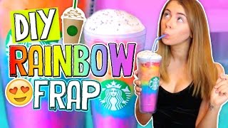 DIY Rainbow Starbucks Vanilla Bean Frappuccino Drinks for Summer 2016  Jill Cimorelli [upl. by Enitsed]