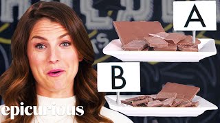 Chocolate Expert Guesses Cheap vs Expensive Chocolate  Price Points  Epicurious [upl. by Wojcik200]