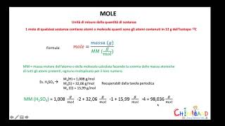 MOLE E NUMERO DI AVOGADRO [upl. by Berkshire]