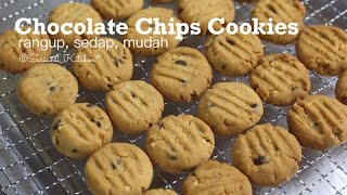 Chocolate Chips Cookies biskut yang rangup dan sedap  mudah disediakan [upl. by Adriana]