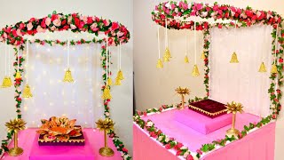 Ganpati Decoration ideas at Home  How to make stand for Ganpati Decoration  Festival Decor  pooja [upl. by Kellen487]