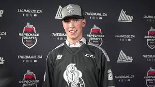 2024 QMJHL Draft  SimonXavier Cyr after being drafted by the Gatineau Olympiques [upl. by Born]