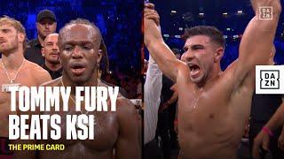 TOMMY FURY GETS THE WIN OVER KSI  THE PRIME CARD [upl. by Rotciv59]